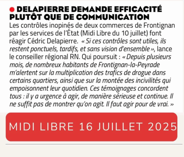 Lire la suite à propos de l’article Midi Libre :  Delapierre demande efficacité plutôt que de communication